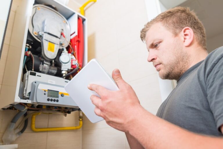 professional repairing gas furnace